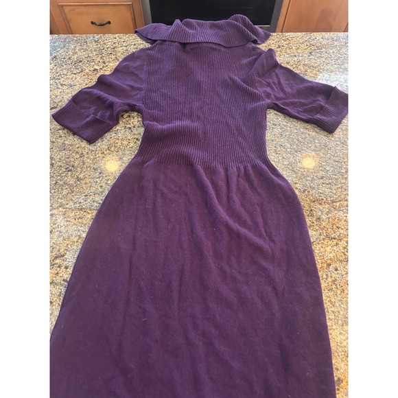 NWT Evan Picone Plum Purple Knit Sweater Dress Cowl Neck Short Sleeve Small - Picture 1 of 8